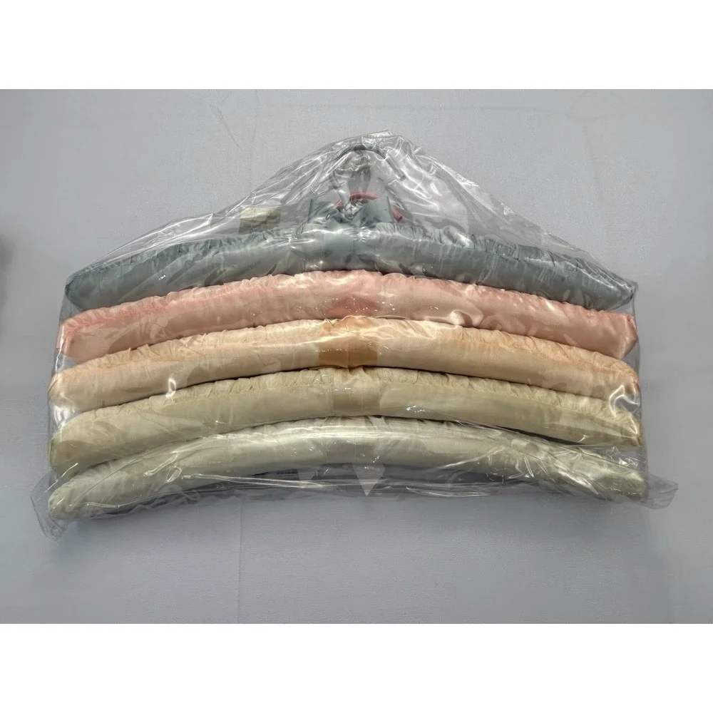 Vintage Satin Padded Hangers Lot of 10 Pastel Colors Sealed Closet Storage